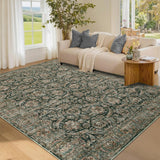 Garvee Washable Rug 5x7 Area Rugs Vintage Non Slip Low Pile Black for Living Room Bedroom Dining Room Nursery - Distressed|Black