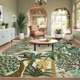 Garvee Washable Jungle Green Rug 5x7 Botanical Print Non Slip Soft Carpet for Living Room Kids Bedroom Nursery - Moon Jungle/Green