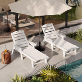 Garvee 5-Position Chaise Lounge Outdoor, Oversized Patio Lounge Chair with Cup Holder, HDPE Resin Pool Lounger, 77.8"x23.6"x12.5", White - White