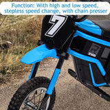 Garvee Kids Ride On Electric Dirt Bike, 24V 350W, All Terrain, Adjustable Speed, Shock Absorption, Black - Blue No.9