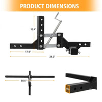 Garvee ATV/UTV Manual Implement Lift 1-Point Lift System Fits 2 in Receiver for ATV/UTV Tractors and Plow Scarifier, Adjustable Height, 60 in, Black