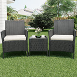 Garvee Patio Porch Furniture Sets 3 Pieces PE Rattan Wicker Chairs with Table Outdoor Garden Furniture Sets Brown Durable Comfortable - Nero + Beige', '3 Pieces': '3 Pezzi