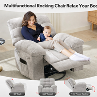 Fauteuil inclinable à bascule Garvee, fauteuil à bascule pivotant à 306° pour salon, fauteuil de nurserie en tissu rembourré avec poches latérales pour petits espaces, fauteuil inclinable simple Lazy Boy à cadre en acier q235