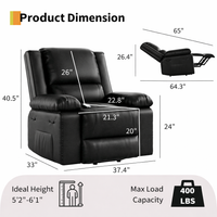 Garvee Electric Power Lift Recliner Chair for Elderly – PU Leather, Heated Massage, Adjustable Backrest & Footrest, Heavy Duty Mobility Support, 400 lbs Capacity – Black