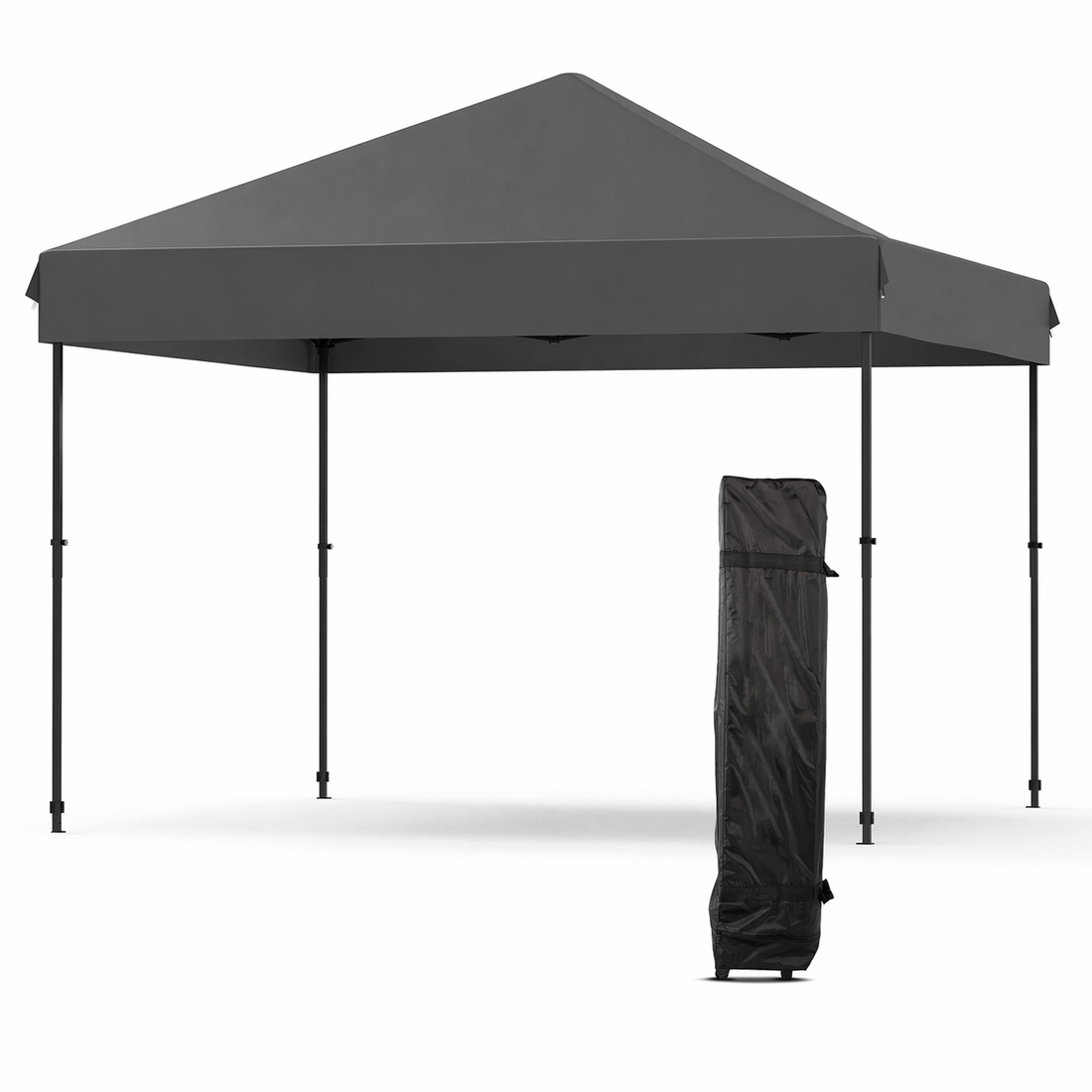 Garvee 10'x10' Pop-Up Canopy Tent - Waterproof Portable Sun Shelter with Roller Bag, Sandbags & Stakes for Picnic, Camping & Outdoor Events, Grey
