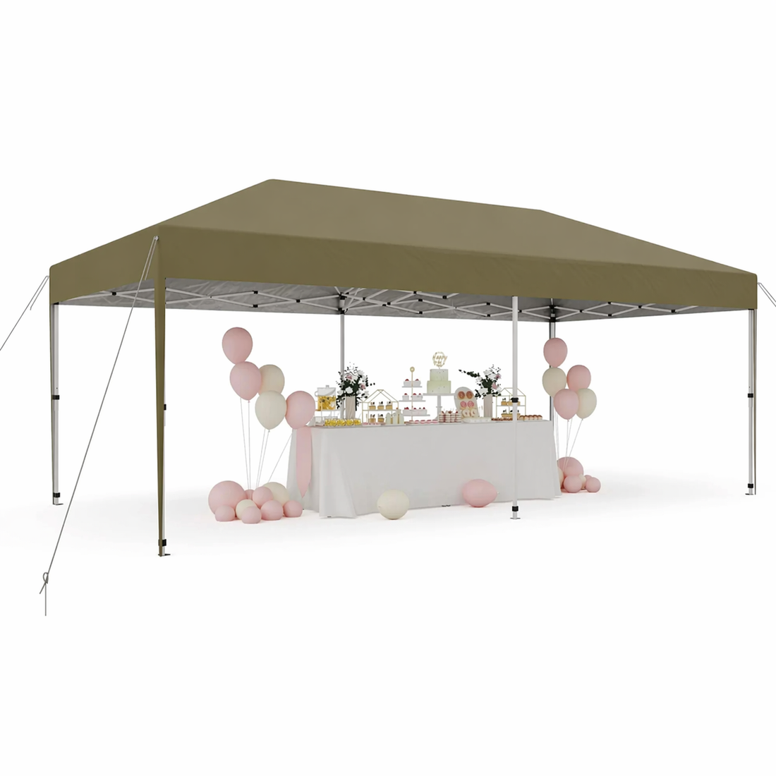 Garvee Pop Up Canopy Brown 10x20 Easy One-Person Setup Durable 210D Oxford Fabric Adjustable Side Walls Portable Outdoor Events