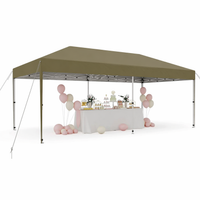 Garvee Pop Up Canopy Brown 10x20 Easy One-Person Setup Durable 210D Oxford Fabric Adjustable Side Walls Portable Outdoor Events