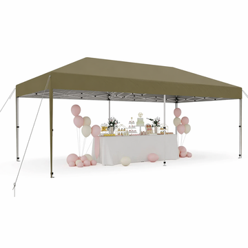Garvee Pop Up Canopy Brown 10x20 Easy One-Person Setup Durable 210D Oxford Fabric Adjustable Side Walls Portable Outdoor Events
