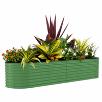Garvee 8x2x2 ft Galvanized Steel Raised Garden Bed Oval Heavy-Duty Planter Box Open Bottom Drainage Ergonomic Height Green