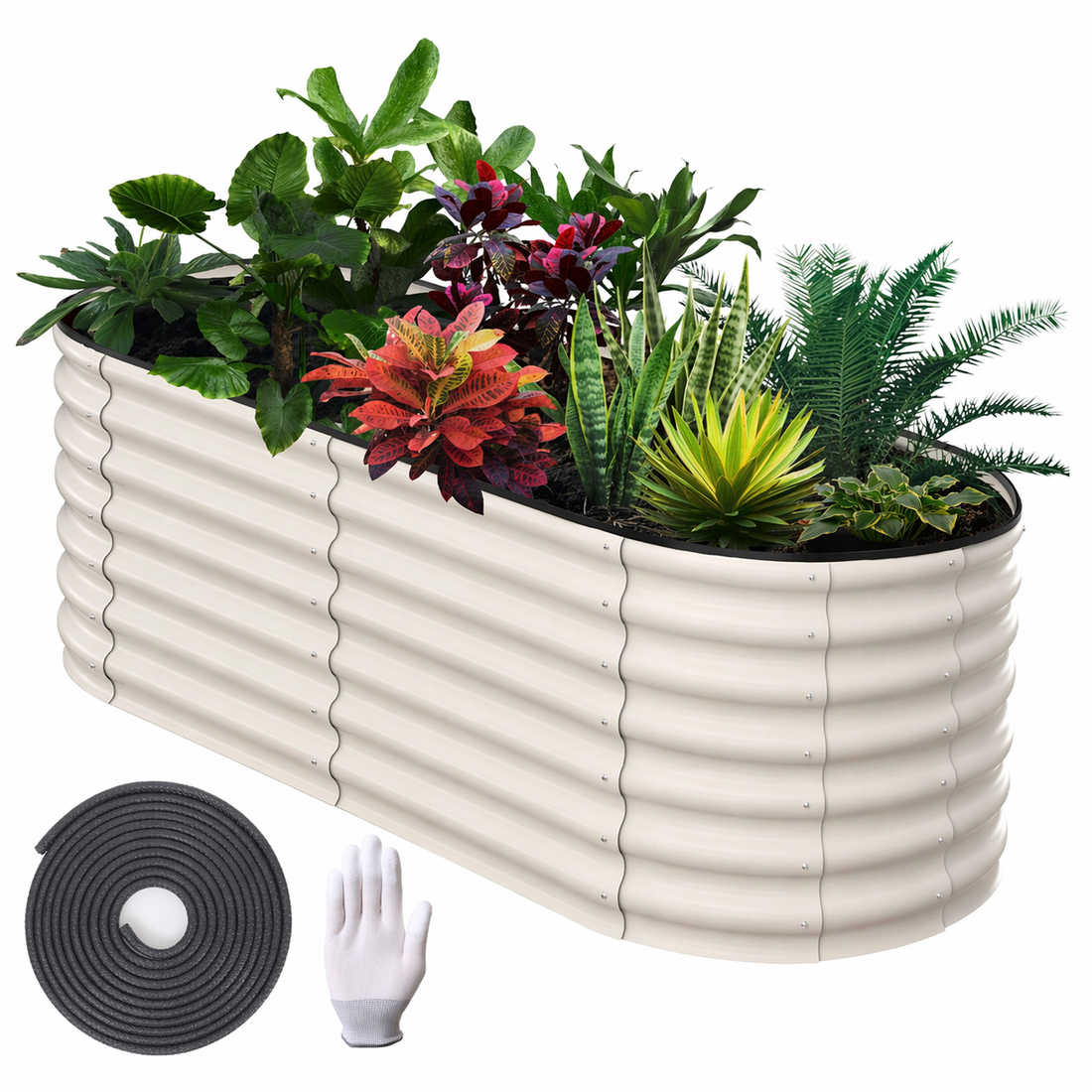 Garvee 6x3x2 ft Galvanized Raised Garden Bed, Rust-Resistant Metal Planter Box for Vegetables, Flowers, Herbs, Beige