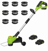 Garvee 20V Grass Trimmer With Dual Lithium Batteries, 8 Cutting Lines, Portable Electric Garden Cutter, Lightweight Design - Green