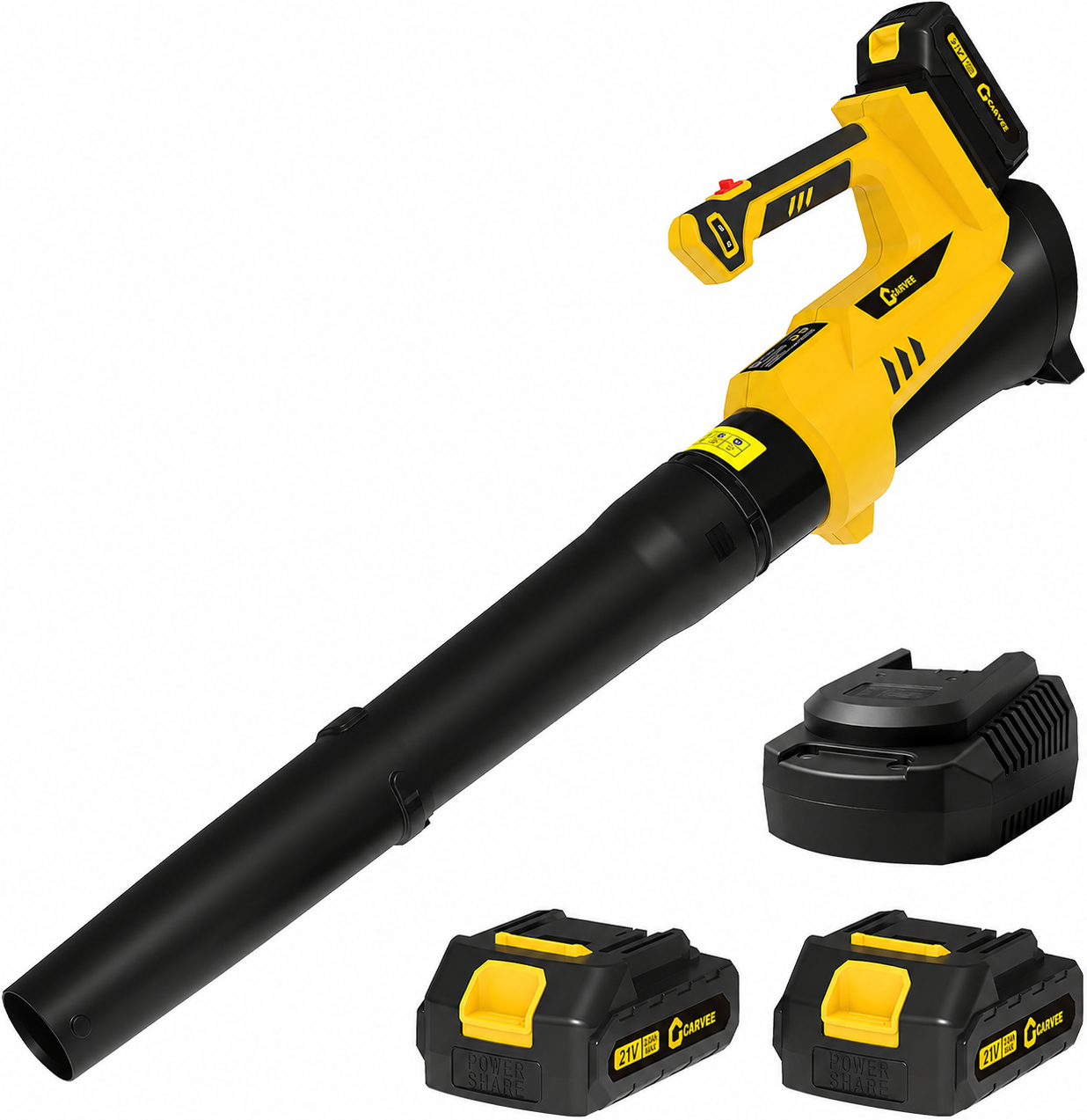 Garvee Cordless Leaf Blower 550CFM 130MPH With 2 x 2Ah Batteries For Lawn Yard Garden Patio, Lightweight, Ergonomic, Yellow