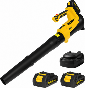 Garvee Cordless Leaf Blower 550CFM 130MPH With 2 x 2Ah Batteries For Lawn Yard Garden Patio, Lightweight, Ergonomic, Yellow