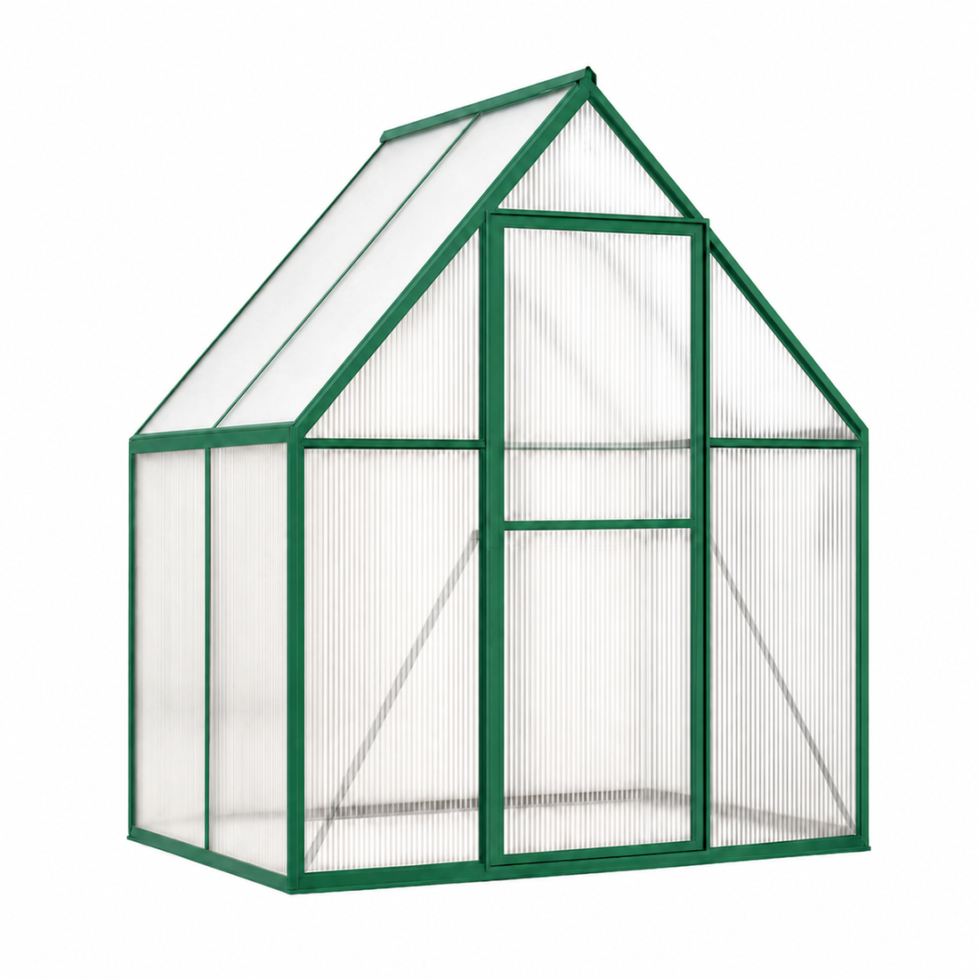 Garvee Heavy Duty 6x4 FT Walk-In Polycarbonate Greenhouse – Reinforced Aluminum Frame, Double Swing Doors, Quick Setup, Roof Ventilation – Ideal for Garden Plants and Year-Round Growing – Green