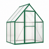 Serre Garvee Robuste 6x4 FT en Polycarbonate – Châssis en Aluminium Renforcé, Doubles Portes Battantes, Montage Rapide, Ventilation de Toit – Idéale pour Plantes de Jardin et Culture Toute l'Année – Verte