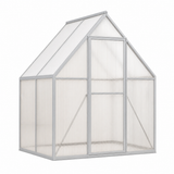 Garvee 6X4FT Polycarbonate Greenhouse, Heavy Duty Aluminum Walk-In Greenhouses with Adjustable Roof Vent, Outdoor Plant Greenhouse for Garden, Sliver - Silver