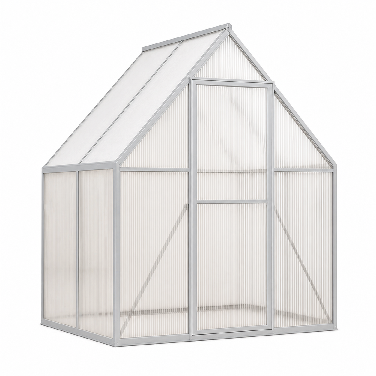 Garvee 6X4FT Polycarbonate Greenhouse, Heavy Duty Aluminum Walk-In Greenhouses with Adjustable Roof Vent, Outdoor Plant Greenhouse for Garden, Sliver