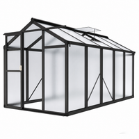 Garvee 6X10 FT Polycarbonate Greenhouse With Roof Vent And Lockable Push Door For Outdoors Garden Backyard Patio Lawn Black