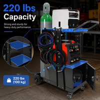 Garvee Heavy Duty Multi-Tier Metal Welding Cart - 220 lbs Capacity Rolling Welder Trolley for MIG, TIG, MMA & Plasma Cutters with 360° Swivel Casters, Safety Chains, and Cable Hooks