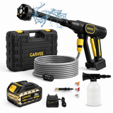 Garvee 20V Wireless Brushless Pressure Washer – 320 PSI Portable Power Washer – 6-in-1 Adjustable Nozzle, Foam Cannon, 26ft Hose – Rechargeable Battery & Charger – For Car, Home, Patio, Outdoor Cleaning – Black + Yellow 108u - Yellow