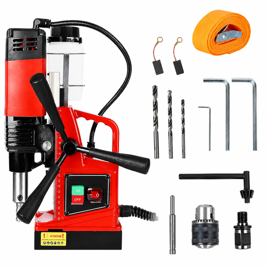 Garvee Magnetic Drill, 1300W 1.57" Boring Diameter, 2922lbf/13000N Portable Electric Mag Drill Press with Double Dovetail Rail, 810 RPM Variable Speed Drilling Machine