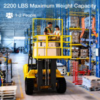 Garvee 43"x45" 2-Man Forklift Safety Cage Work Platform (Man Basket) Heavy-Duty Steel, Collapsible w/ Wheels, Safety Harness & Lock, 2200 lb Capacity - Square Tube, Yellow