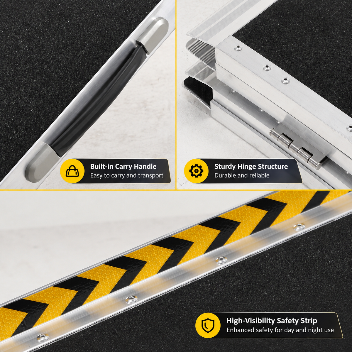 Garvee 8ft Aluminum Wheelchair Ramp - Non-Slip Portable Foldable for Steps/Doorways/Cars (Fits Scooters, Curbs & Stairs)