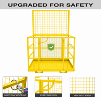 Garvee 43"x45" 2-Man Forklift Safety Cage Work Platform (Man Basket) Heavy-Duty Steel, Collapsible w/ Wheels, Safety Harness & Lock, 2200 lb Capacity - Square Tube, Yellow