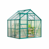 Garvee 6 x 6 FT Outdoor Greenhouse Polycarbonate Aluminum Frame Sliding Door Adjustable Roof Vent Backyard Green - Green