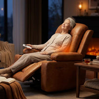 Garvee Power Lift Recliner Chair - Heat and Massage, Adjustable Back and Legs, PU Leather Electric Lift Chair Designed for Mobility Aid Elderly Relaxation, Brown