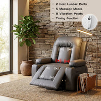 Garvee Power Lift Recliner Chair - Heat and Massage, Adjustable Back and Legs, PU Leather Electric Lift Chair Designed for Mobility Aid Elderly Relaxation, Grey