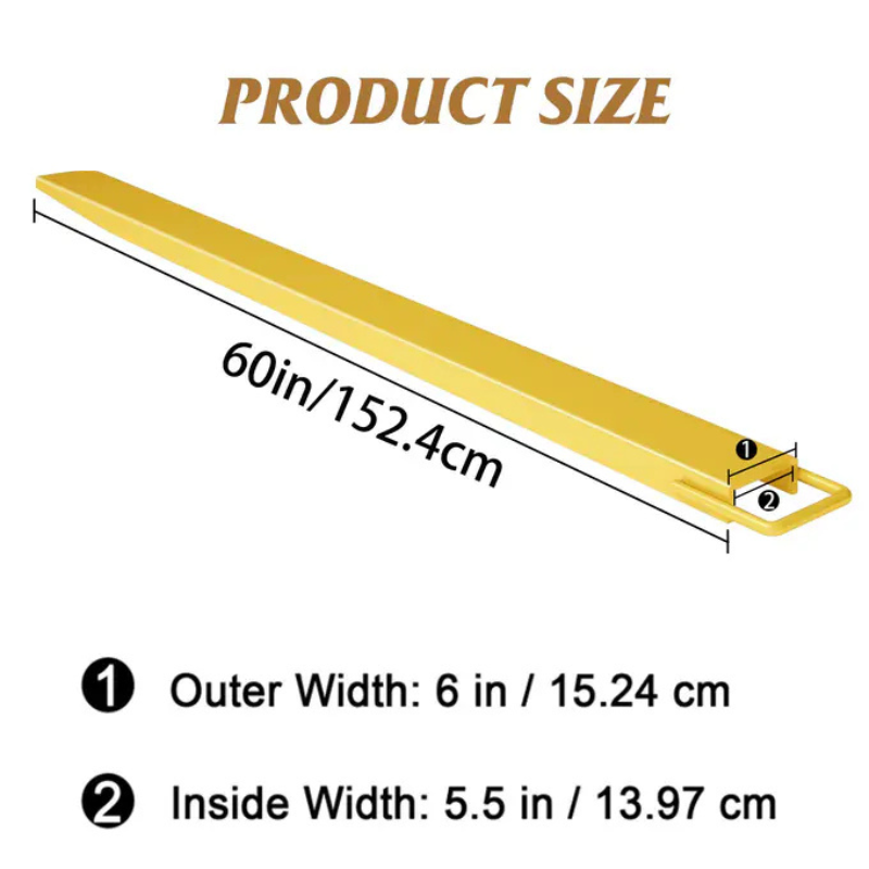 Garvee 5.5" Width Pallet Fork Extension, 4600 LBS Max Heavy Duty Steel Pallet Extensions for Forklift Truck - Yellow / 60x5.5 inch