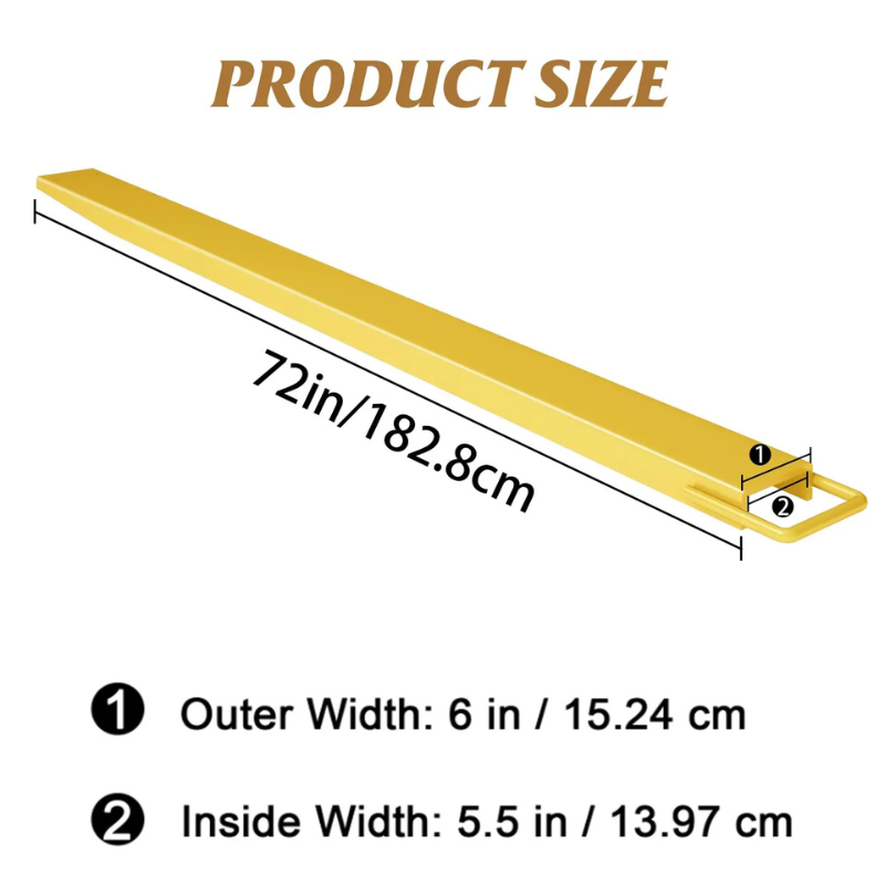 Garvee 5.5" Width Pallet Fork Extension, 4600 LBS Max Heavy Duty Steel Pallet Extensions for Forklift Truck - Yellow / 72x5.5 inch