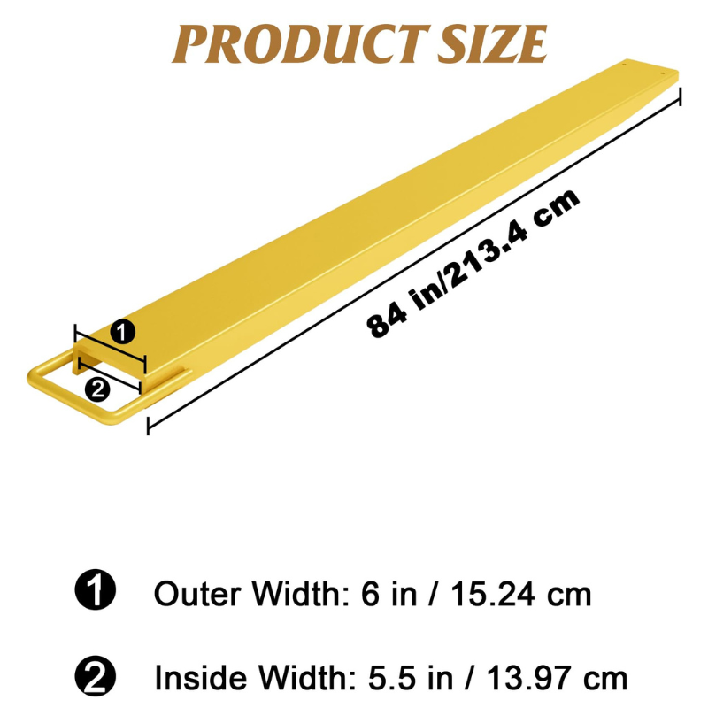 Garvee Pallet Forklift Extensions Heavy Duty Steel 84 in Length 5.5 in Width Yellow for Forklifts