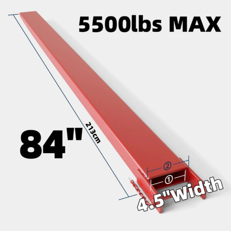 Garvee Pallet Fork Extension with Tire Chain, [4.5" Width 84" Length] [5500 LBS Max] Heavy Duty Steel Pallet Extensions for Forklift Truck- Red