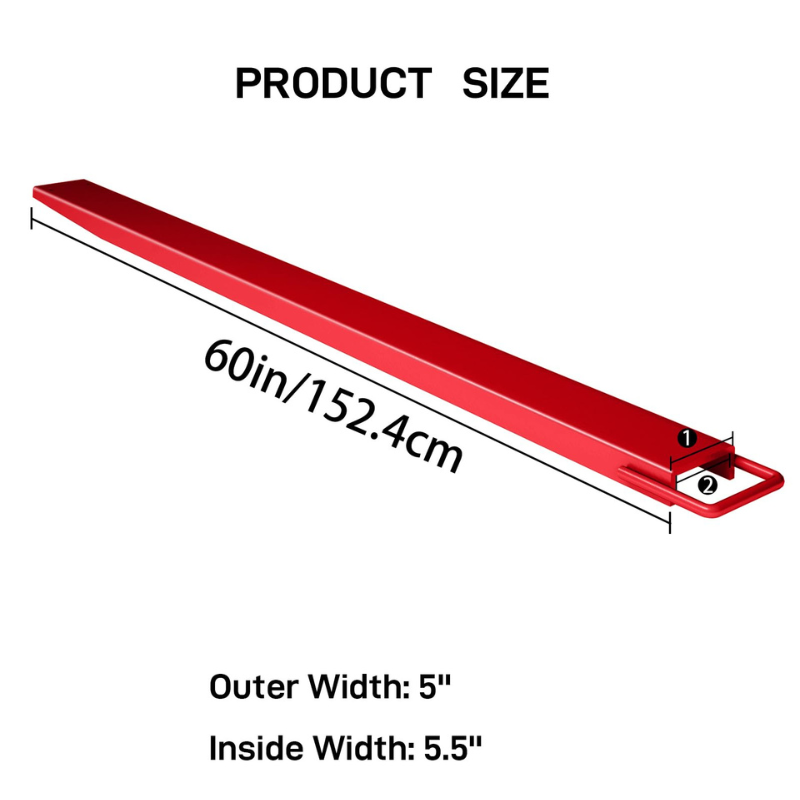 Garvee Pallet Forklift Extensions, 60" Fork Extensions 5.5" Width, Heavy Duty Fork Extensions for Forklifts, 1 Pair Forklift Extensions for Forklift Truck,Red