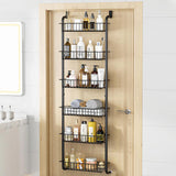 Garvee 6-Tier Pantry Door Hanging Organizer Heavy-Duty Metal Rack For Kitchen Spice Storage W39xH160 Inch Black