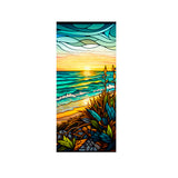Garvee Colorful Seaside Sunset Window Sticker PVC Stained Glass Film Non-Adhesive Removable for Window Glass Decorations 17.7x39.4inch - 45 X 100Cm