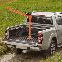 Garvee 1100 lb Electric Pickup Truck Crane with Electric Winch 3500 lb 12V, Folding Truck-Mounted Crane, Painted Steel Pickup Truck Jib Cranes Hoist 360° Swivel for Lifting Goods in Construction Factory