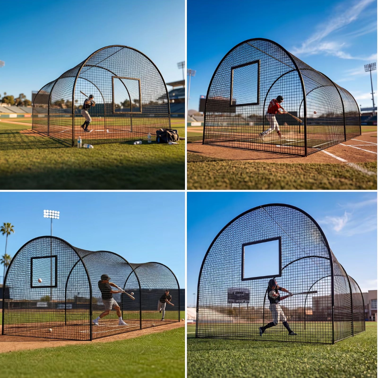 Garvee 32Ft Baseball Batting Cage With Frame & Net For Backyard Or Field Practice, Durable Polyester Net, 32x12x8 Ft, Black