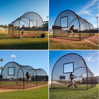 Garvee 32Ft Baseball Batting Cage With Frame & Net For Backyard Or Field Practice, Durable Polyester Net, 32x12x8 Ft, Black