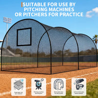 Garvee 32Ft Baseball Batting Cage With Frame & Net For Backyard Or Field Practice, Durable Polyester Net, 32x12x8 Ft, Black