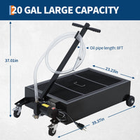 Garvee Low Profile Oil Drain Pan 20-Gallon with 180W Electric Pump, Folding Handle, Carbon Steel, 8FT Hose, Wheels - Cars, SUVs, Trucks