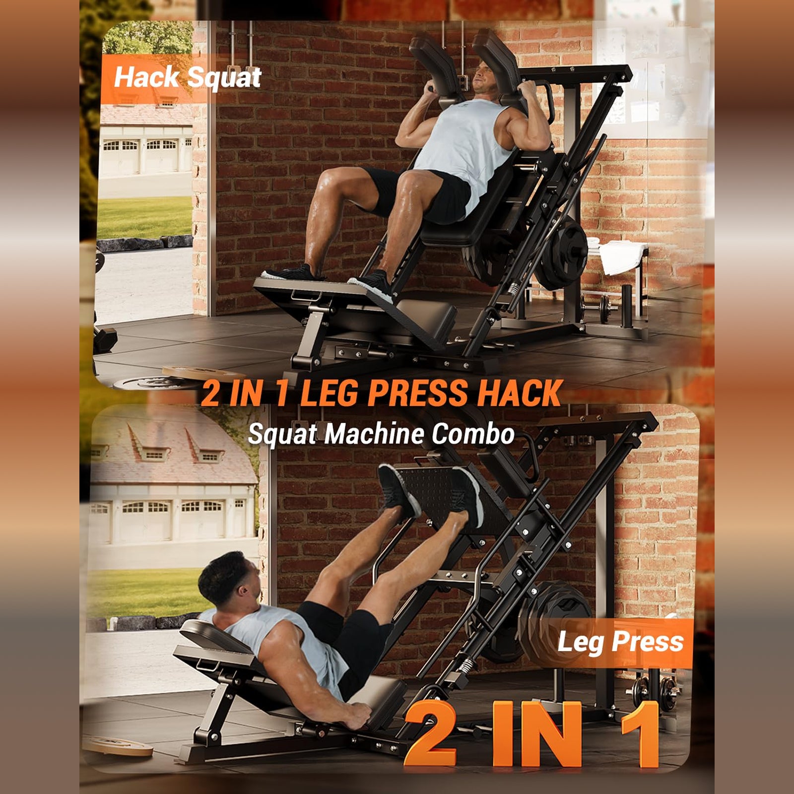 Garvee Leg Press Machines for Home Gym, Professional Hack Squat Machine, Weight Storage Posts, Black, Fits 1" & 2" Plates