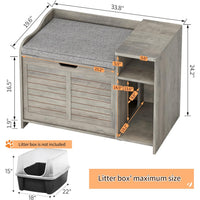 Garvee Cat Litter Box Enclosure with Cushion, Hidden Cat Litter Box Furniture, Cat Litter Box Furniture with Top Opening, Flip Top Litter Box Enclosure Cat House, Grey