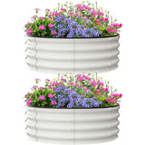 Garvee 2-Pack 3x3x1 FT Galvanized Metal Raised Garden Beds Durable Round Planters for Vegetables Flowers Herbs - White