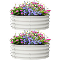 Garvee 2-Pack 3x3x1 FT Galvanized Metal Raised Garden Beds Durable Round Planters for Vegetables Flowers Herbs