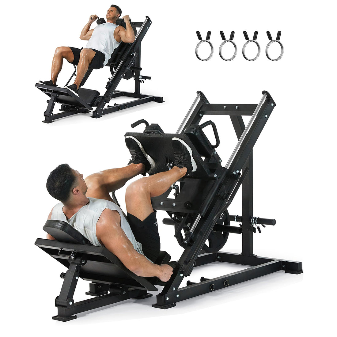 Garvee Leg Press Hack Squat Machine 2 in 1 Combo for Home Gym, Solid Steel, Adjustable Angles, Black