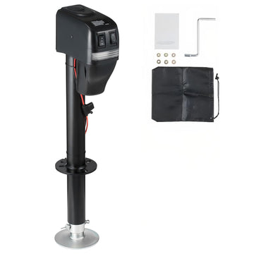 Garvee 3500 lbs RV Electric Power Tongue Jack - 12V DC with Adjustable Height 10"-34", Waterproof Cover and Wiring for Trailers, Horse Trailers, Utility Trailers, and Yachts, Black