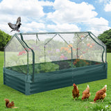 Garvee Galvanized Raised Garden Bed Kit with Cover Heavy-Duty Modular Metal Planter for Vegetables, Reinforced Panels, Optimal Drainage, Durable Steel - Dark Green(Rectangular)